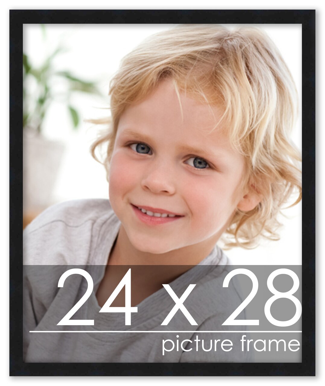 24x28 Modernist Black Picture Frame - UV Acrylic, Foam Board Backing, Hanging Hardware